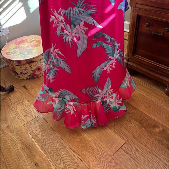 Women’s ~Tommy Bahama ~Hot Pink Tropical Maxi Dress with Teal Accents! 💕 - Picture 8 of 14
